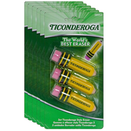 Ticonderoga Yellow Pencil Shaped Erasers, 18PK X38953